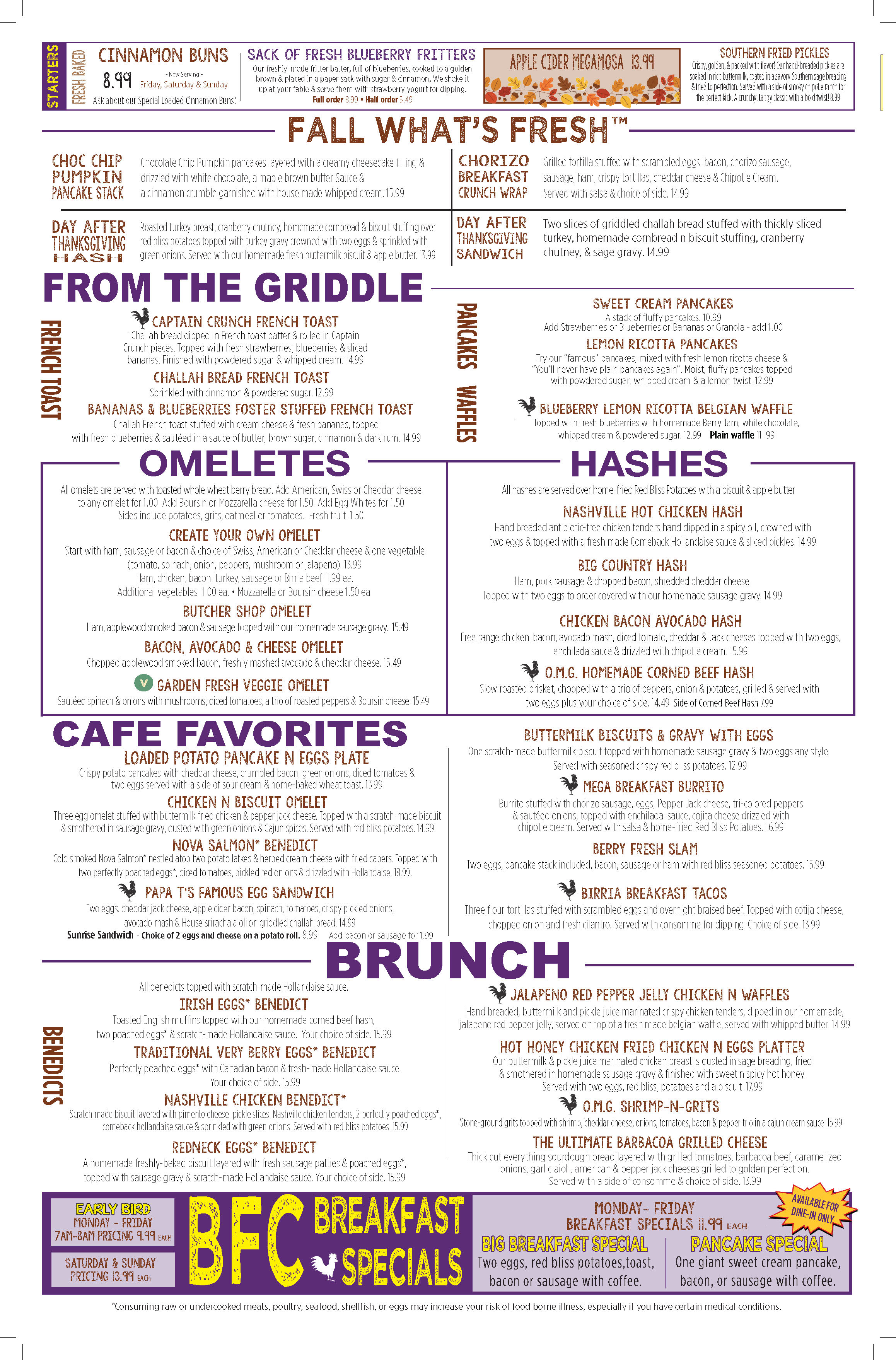 Berry Fresh Cafe breakfast and brunch menu