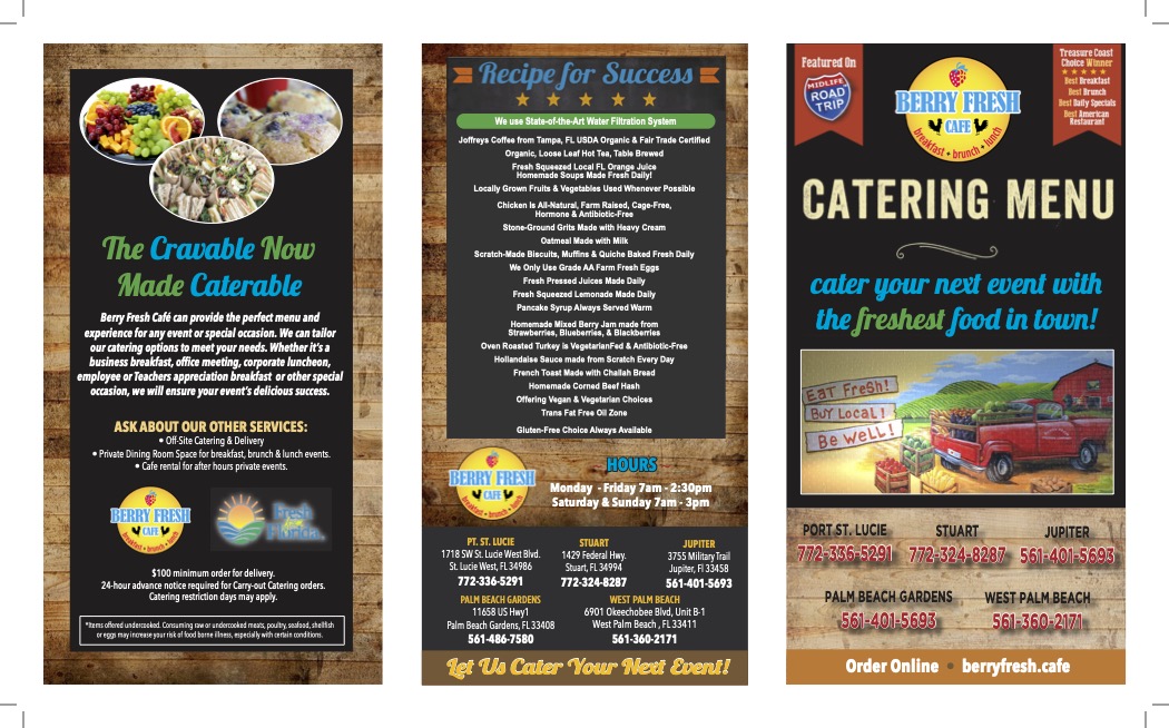 Berry Fresh Cafe lunch catering menu