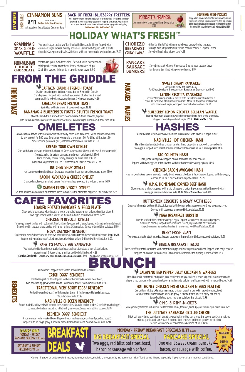 Berry Fresh Cafe breakfast and brunch menu
