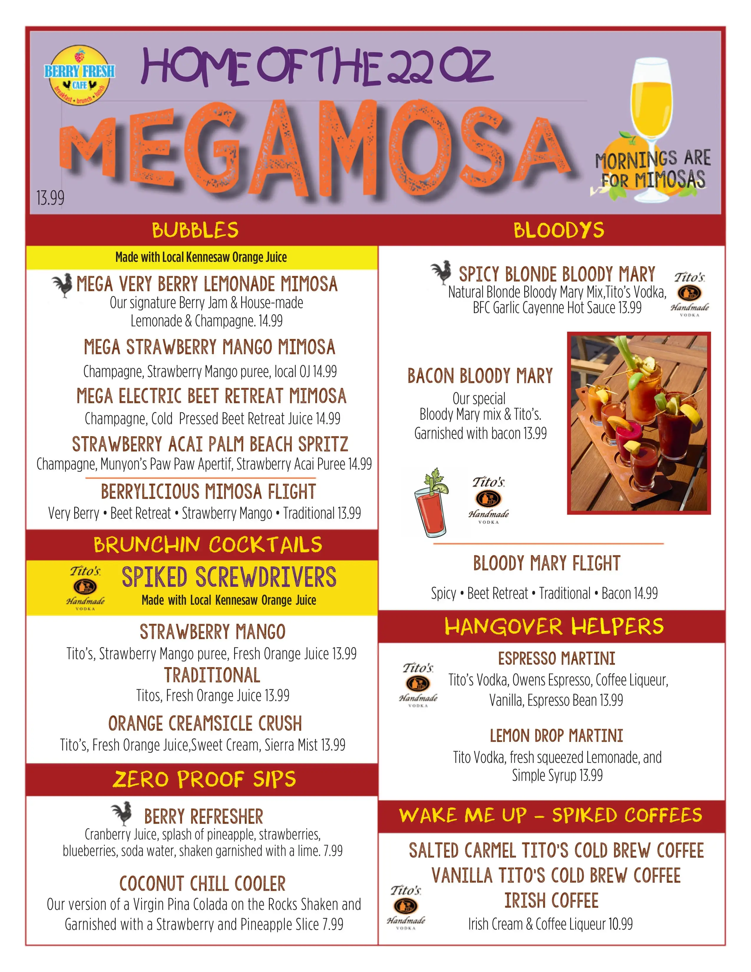  Berry Fresh Cafe megamosa beverages menu