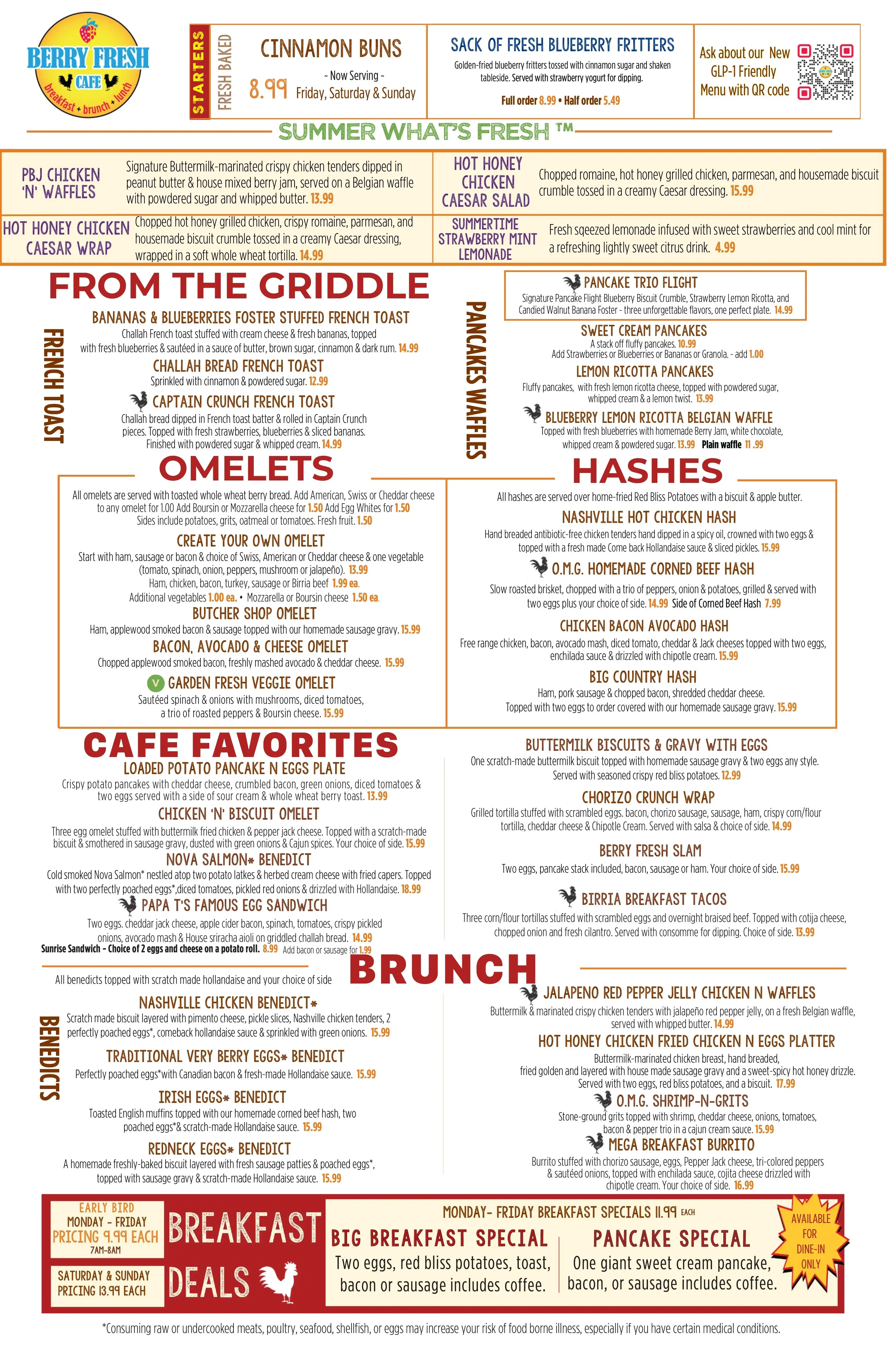 Berry Fresh Cafe breakfast and brunch menu