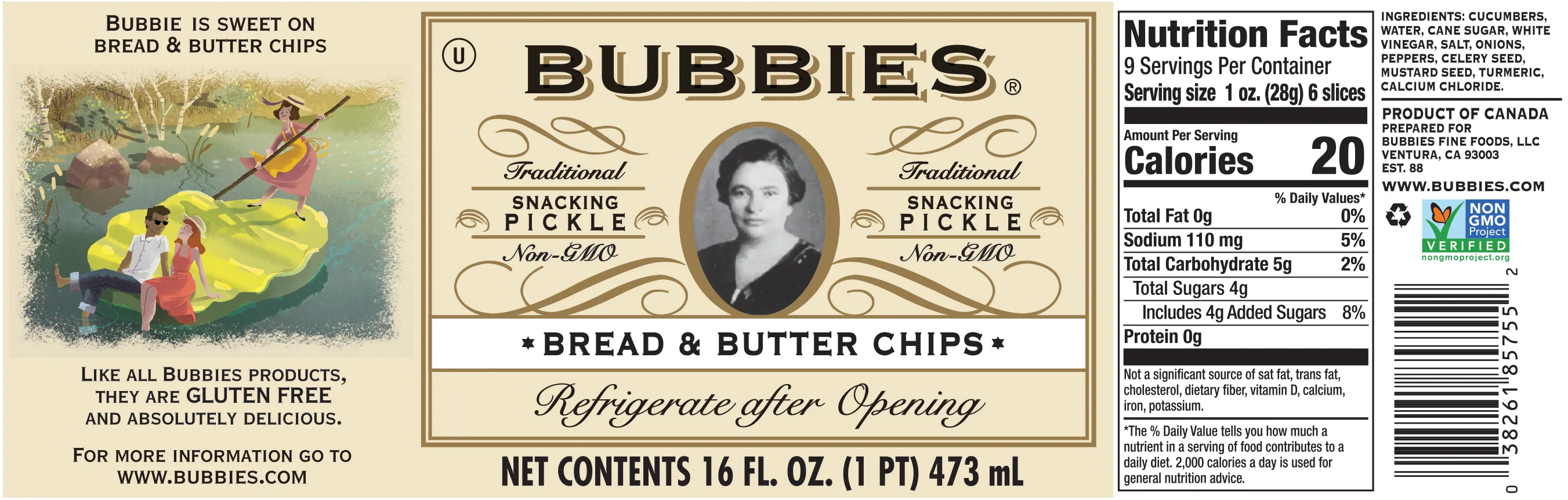 Bubbies Bread Butter Chips Label for US