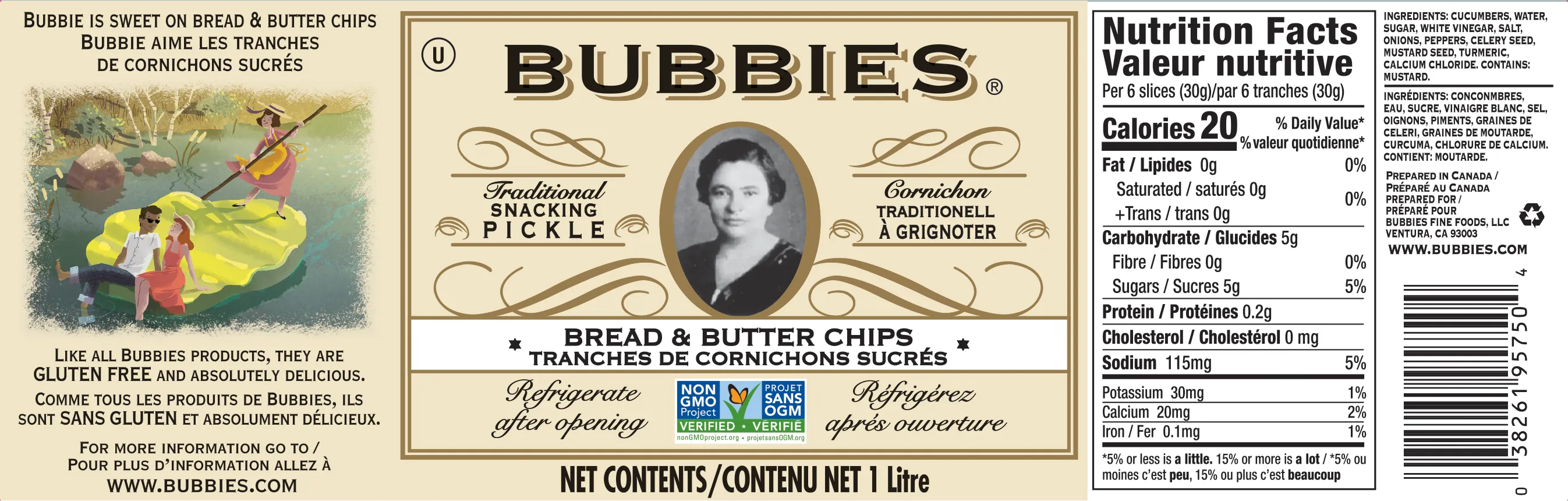 Bubbies Bread Butter Chips Label for US