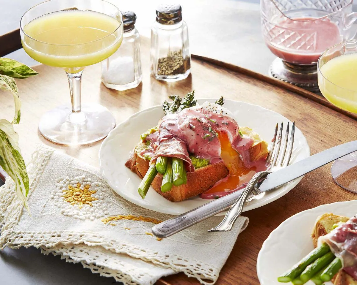 Beet Hollandaise Eggs Benedict