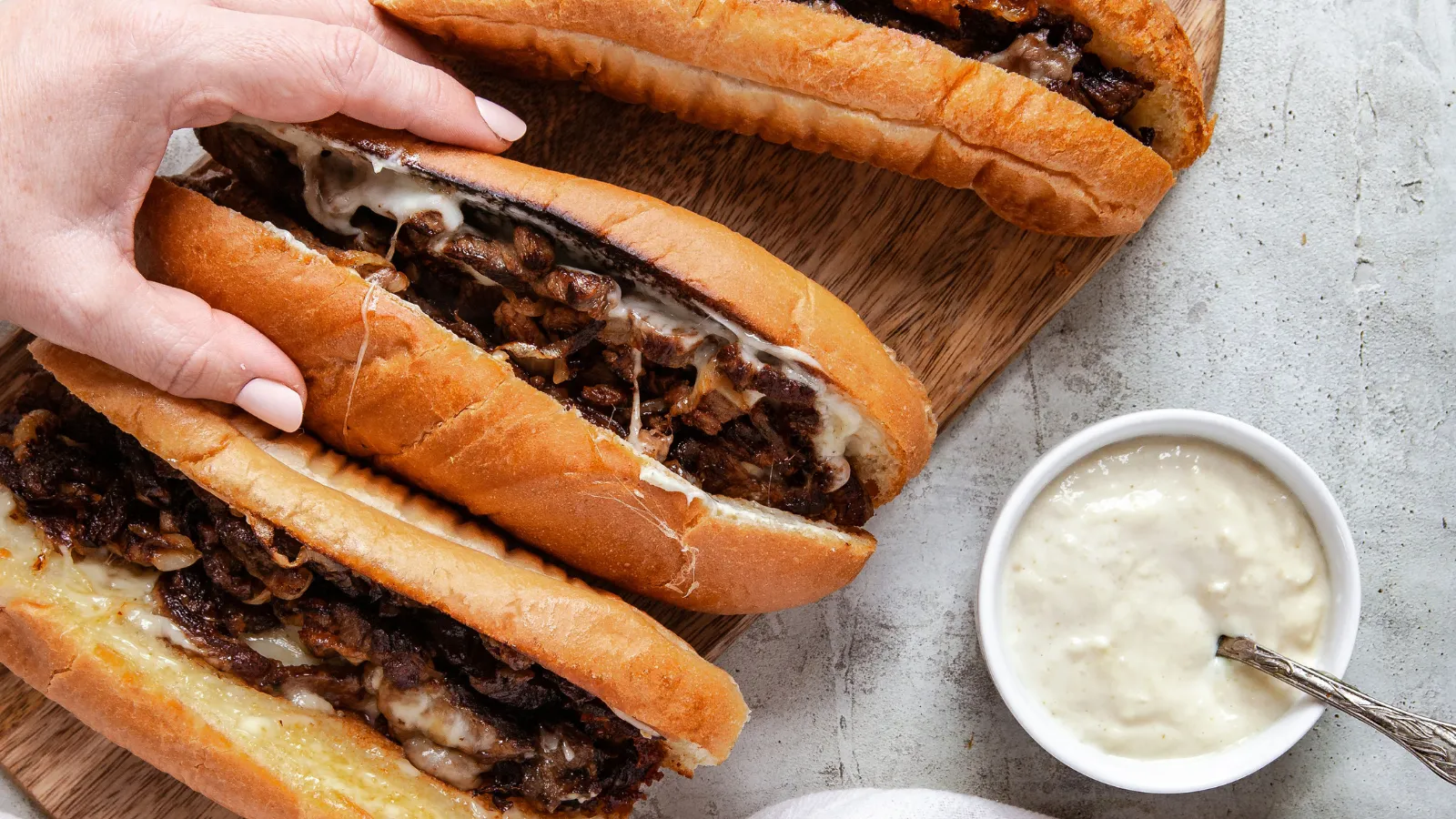Cheese Steak Sandwich with Horseradish Mayo