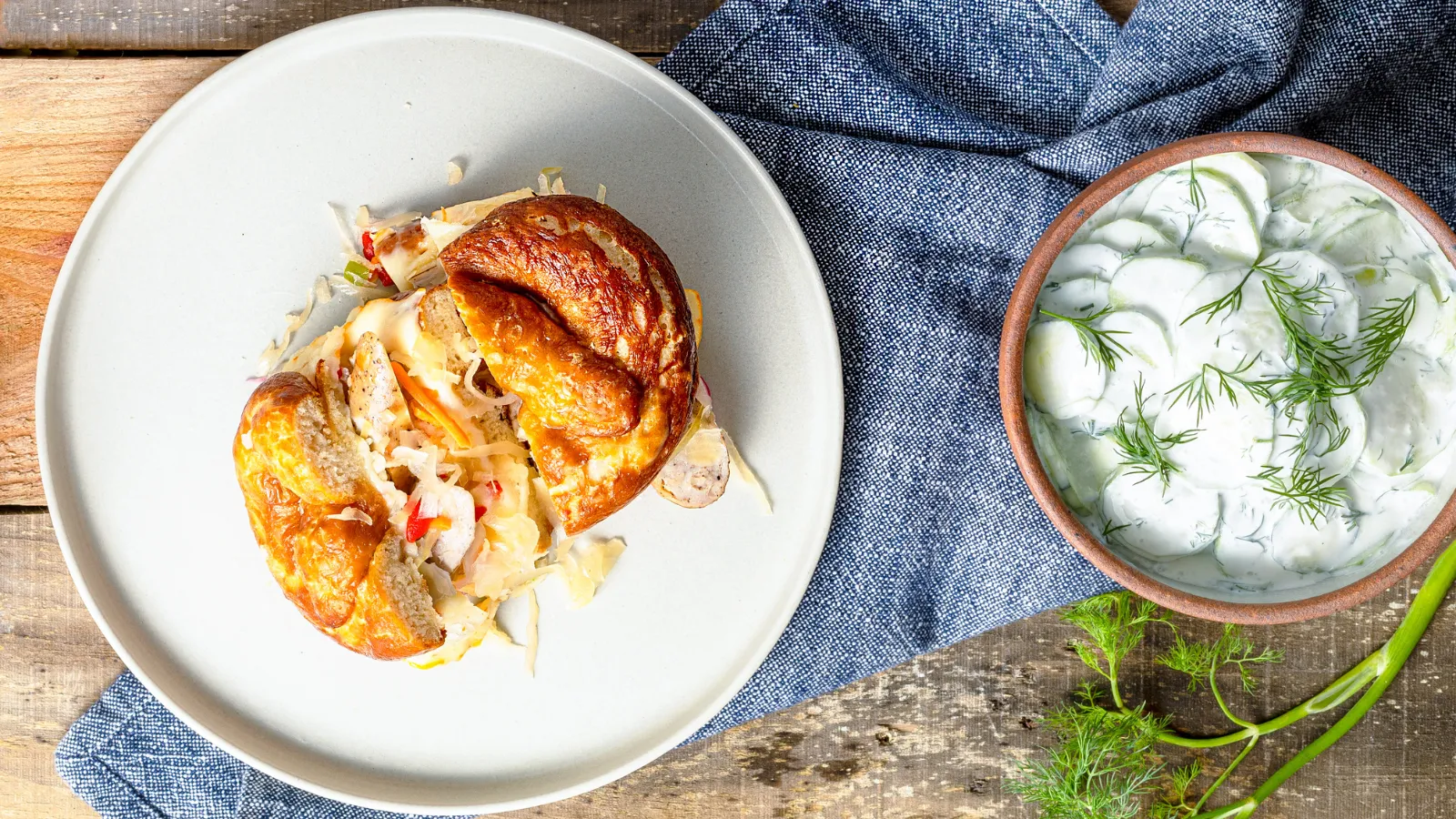 Bratwurst Grilled Cheese with Bubbies Sauerkraut