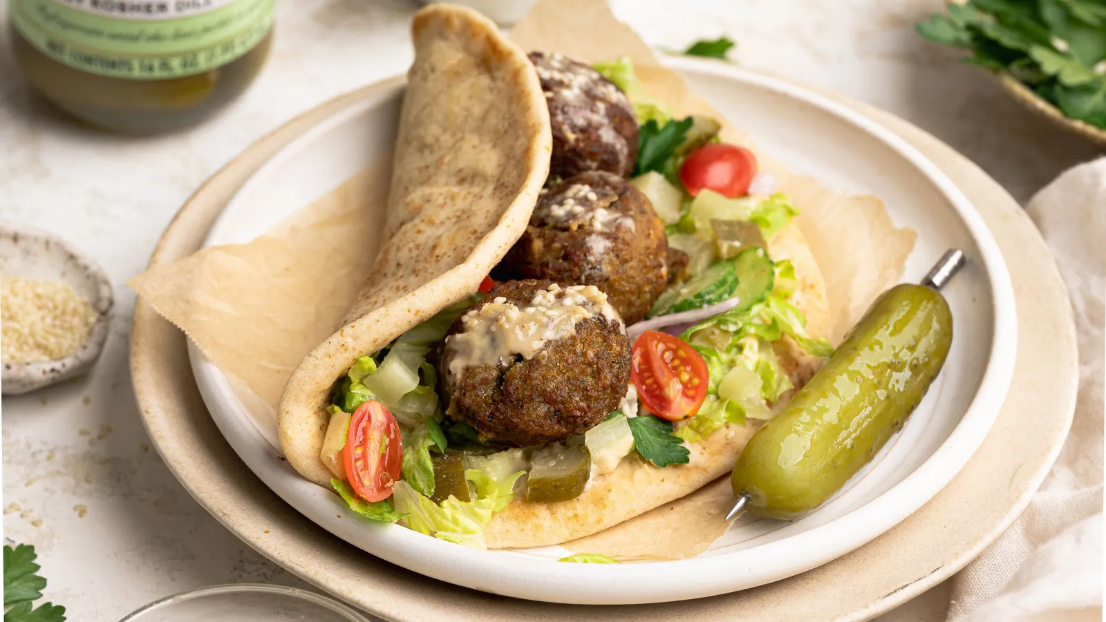Falafel Pita Tacos