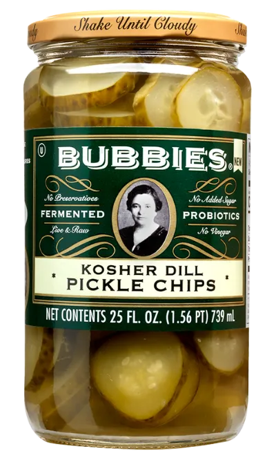 Bubbies Kosher Dill Pickle Chips in a Jar