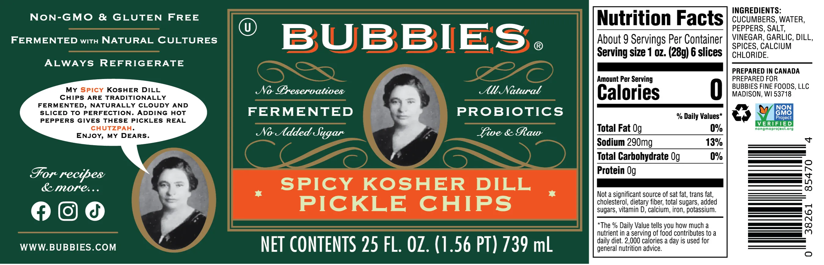 Label for Spicy Kosher Dill Pickle Chips