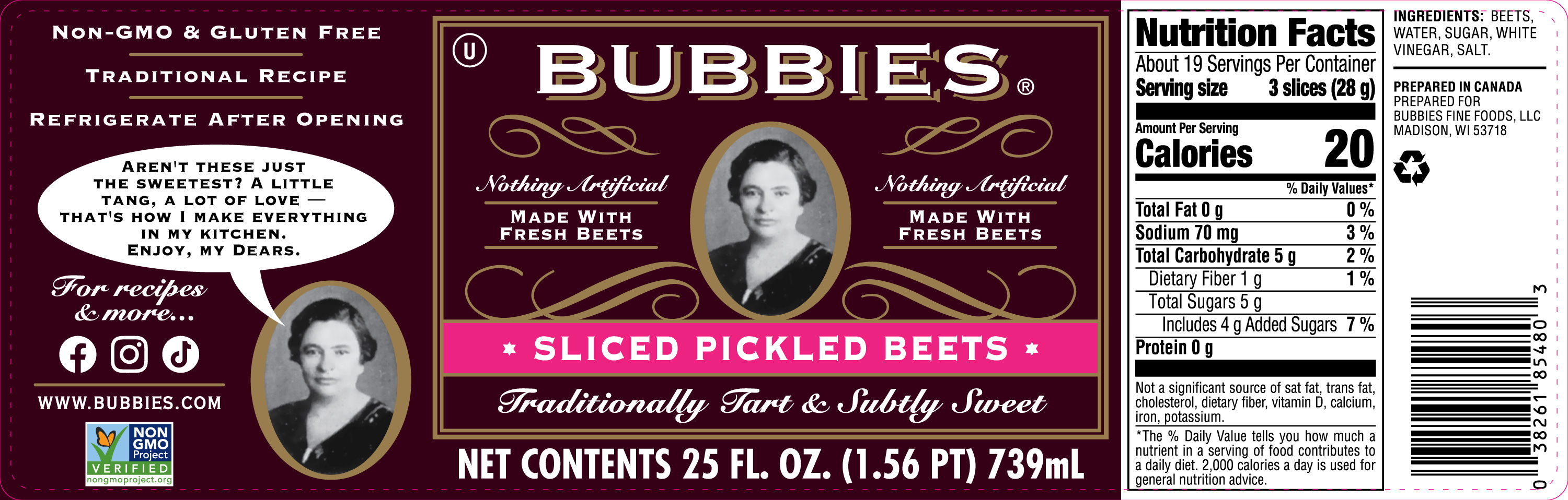 Bubbies Sliced Pickle Beets Label for US