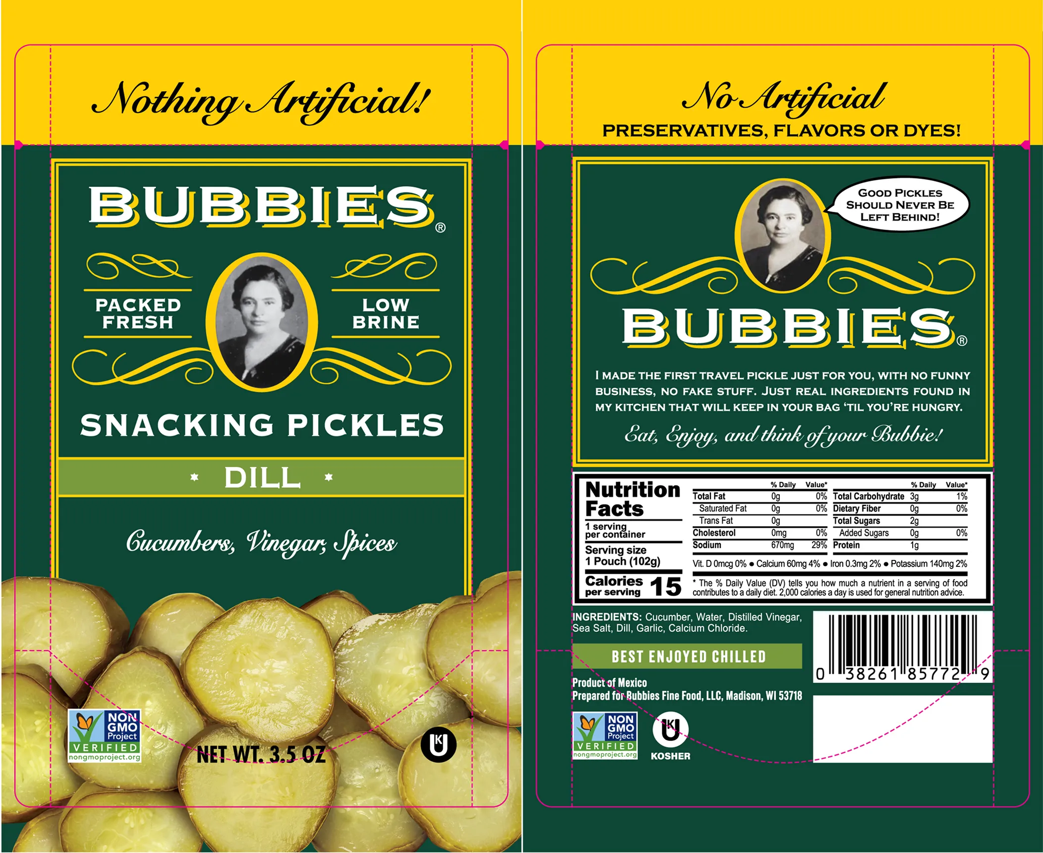 Bubbies Kosher Dill Pickle Chips Label for US