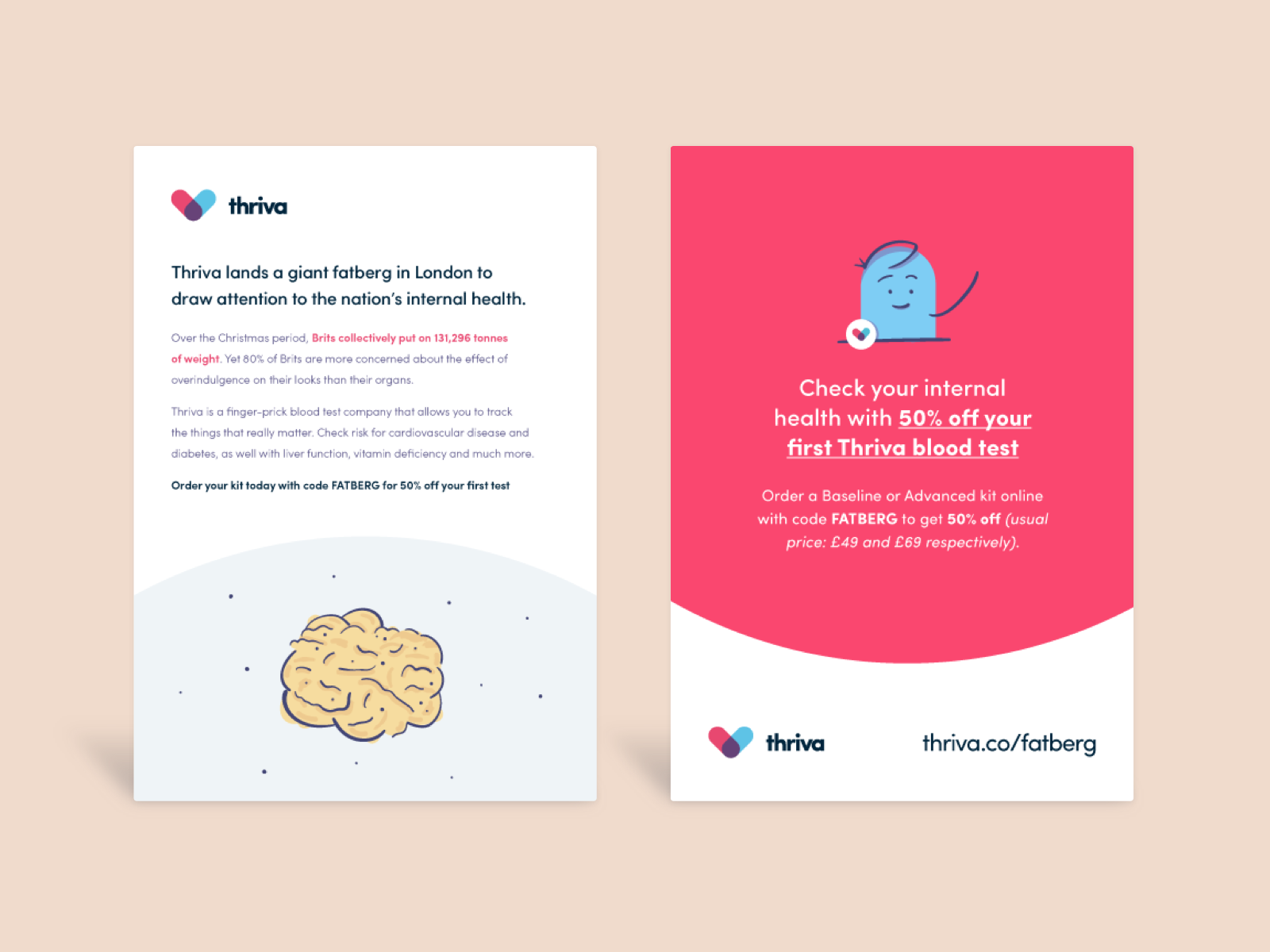 Flyer for Thriva's fatberg installation.