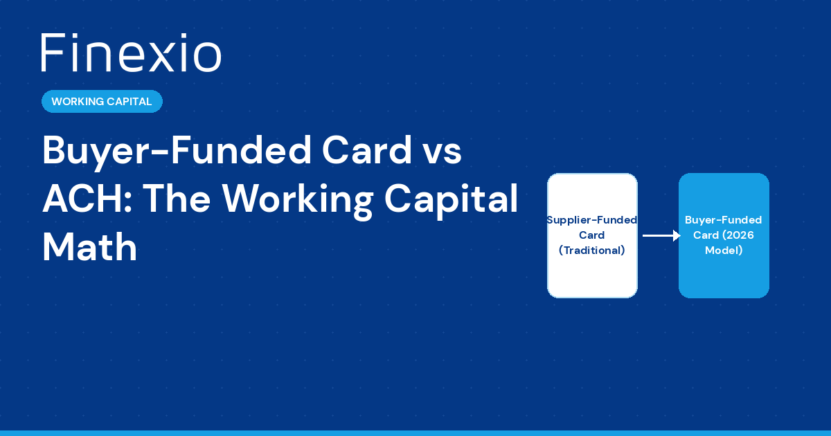 A side-by-side comparison showing how interchange fees, payment timing, and working capital impact differ between the traditional supplier-funded virtual card model and the buyer-funded model.