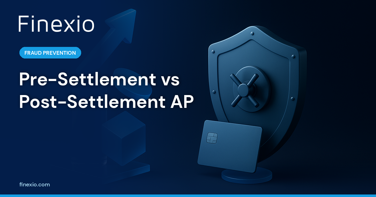 Two-column diagram contrasting pre-settlement verification workflows with traditional post-settlement fraud recovery in AP.