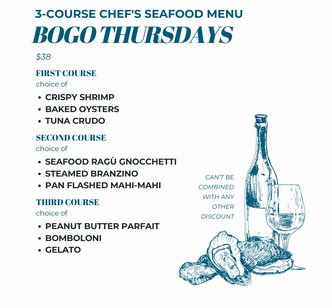 Sea Salt Naples Daily Specials Description. Lunch at the Bar, daily happy hour,  and four course chef's tasting menu special