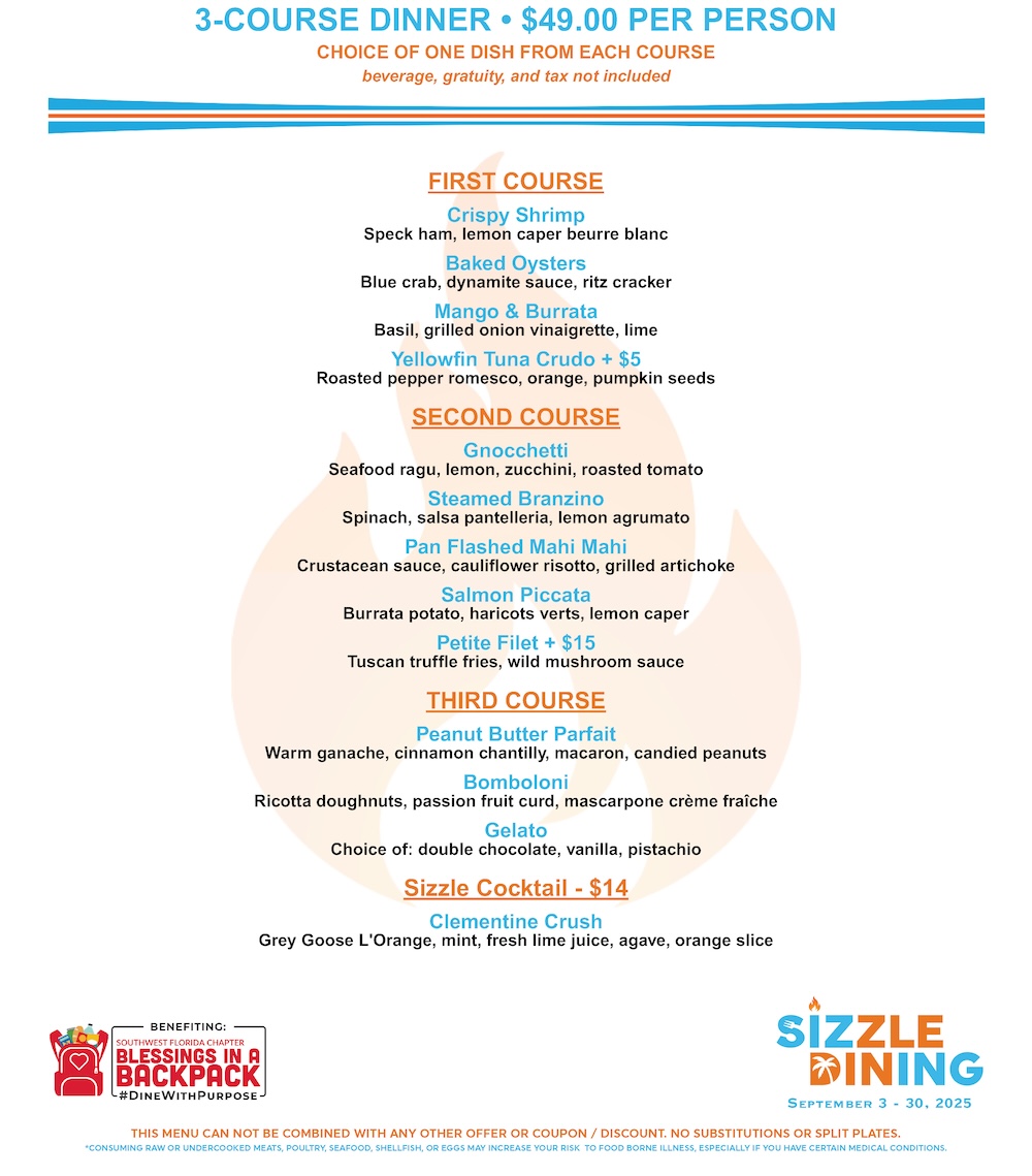 Sea Salt Naples Daily Specials Description. Lunch at the Bar, daily happy hour,  and four course chef's tasting menu special