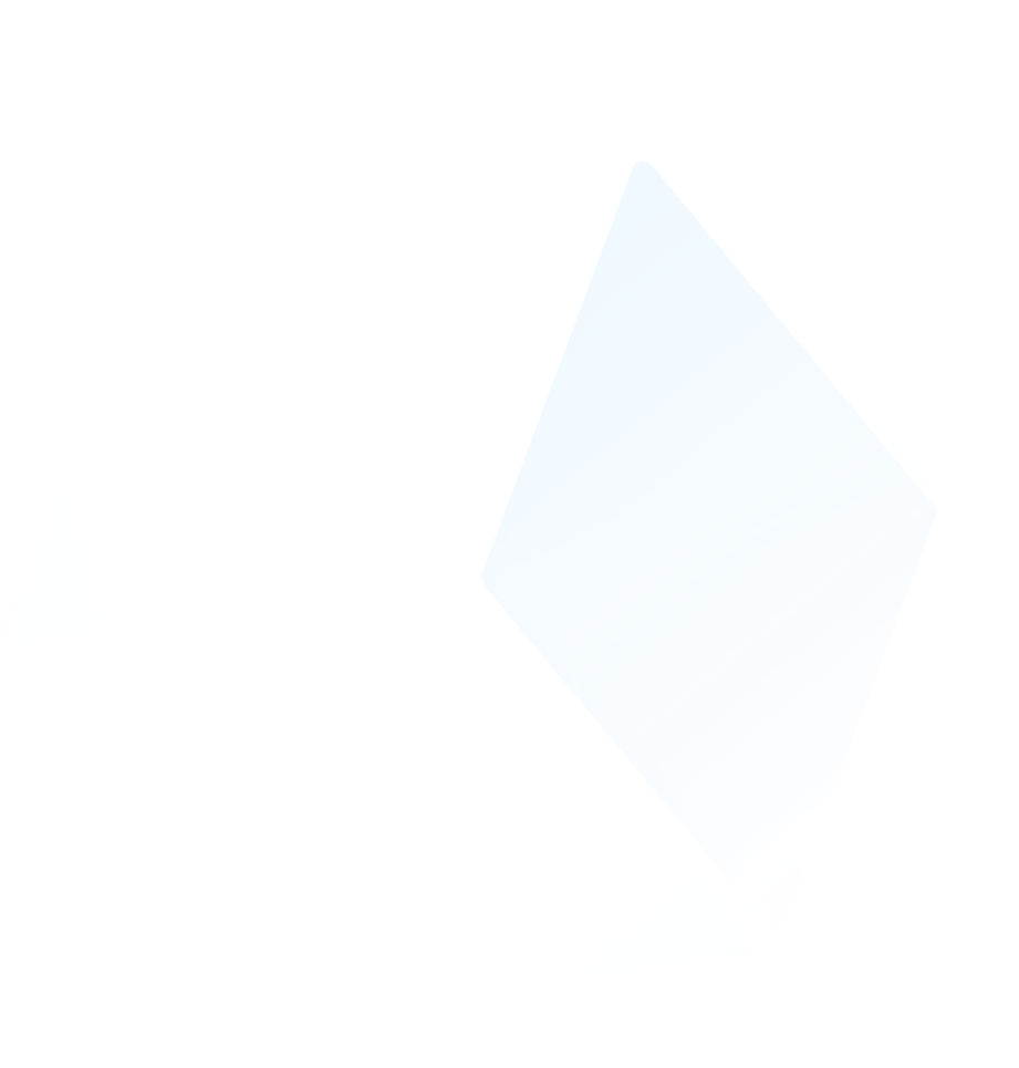 Three white square panels arranged in a 3D cube shape with one panel highlighted in light blue.