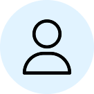 User profile icon with simple person outline inside a light blue circle.