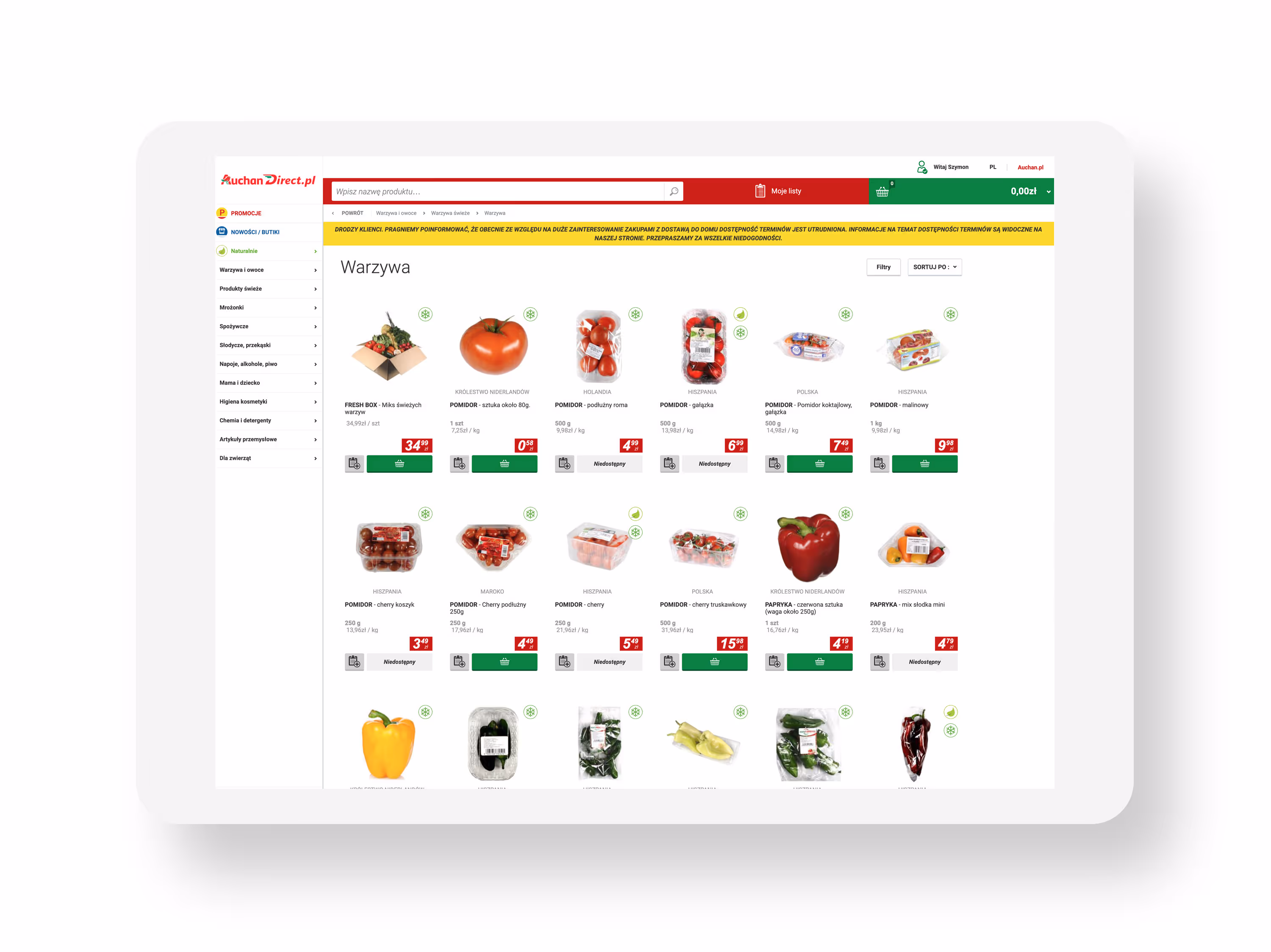 auchan strona z produktami