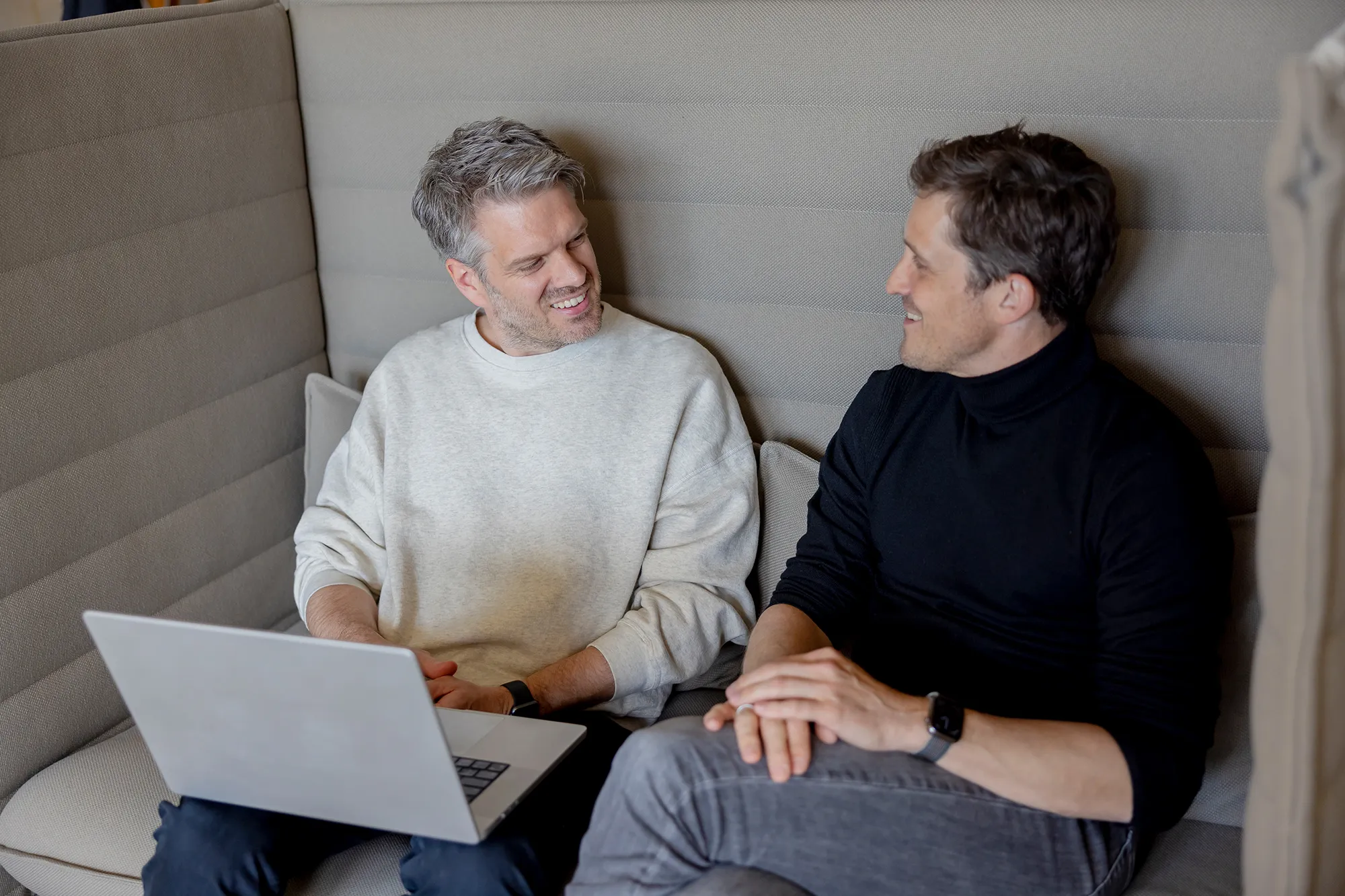 Unsere kernpunkt-Gründer Simon Biela und Matthias Steinforth. Unsere kernpunkt-Gründer Simon Biela und Matthias Steinforth im Gespräch