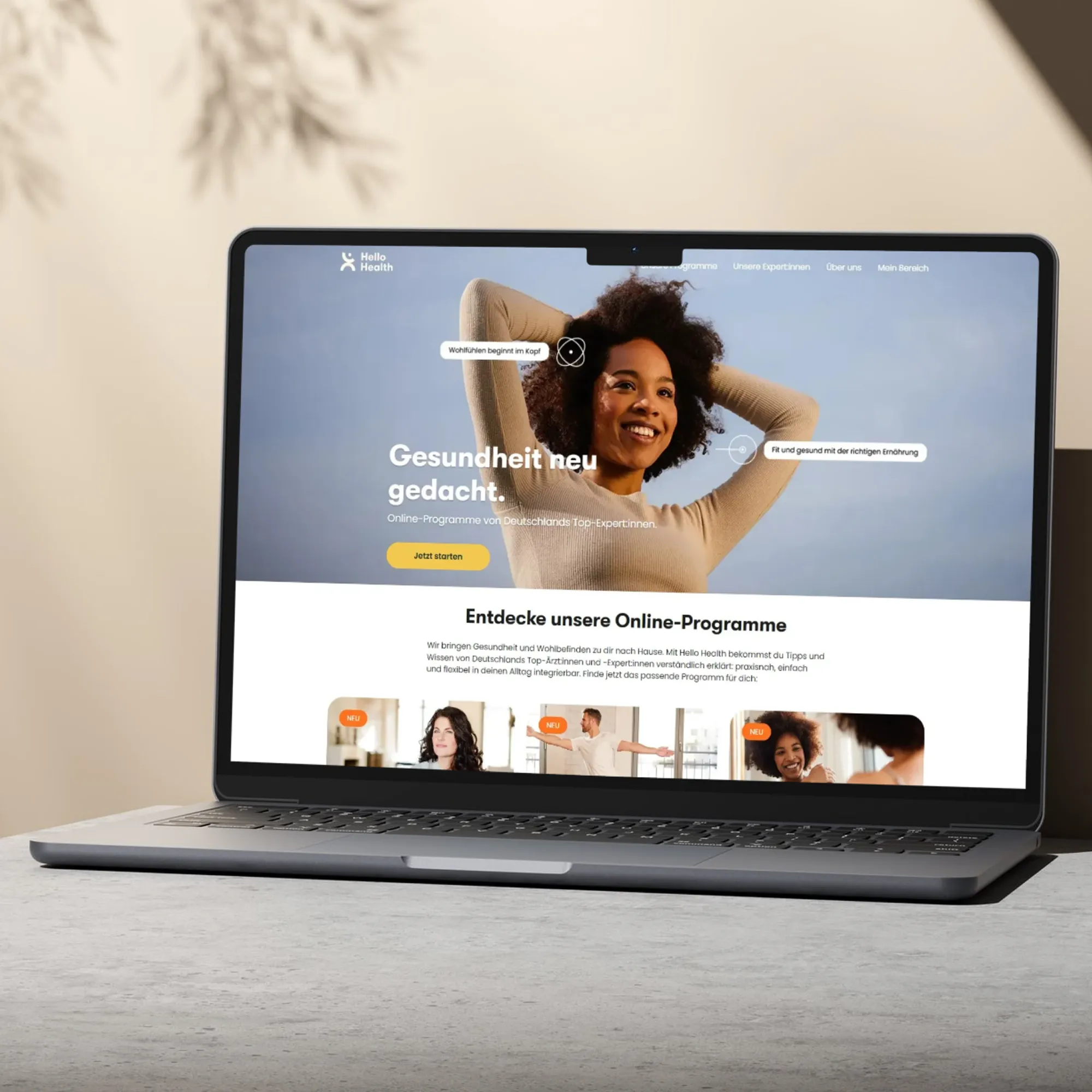 Die Website von Hello Health auf einem Laptop