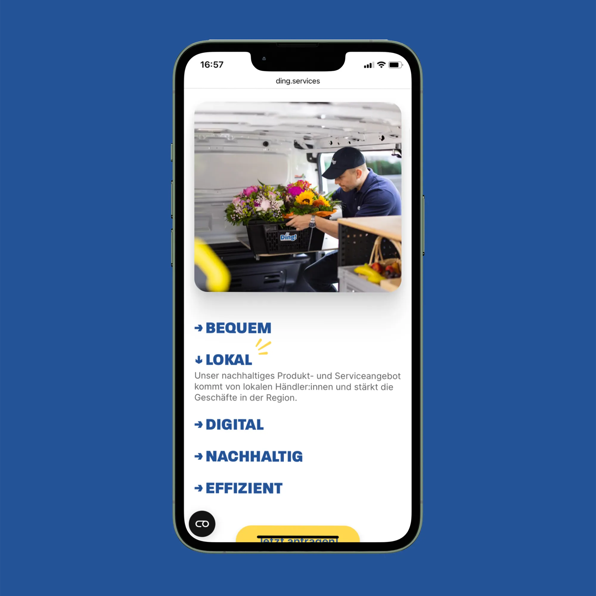 Die mobile Ansicht von Ding!