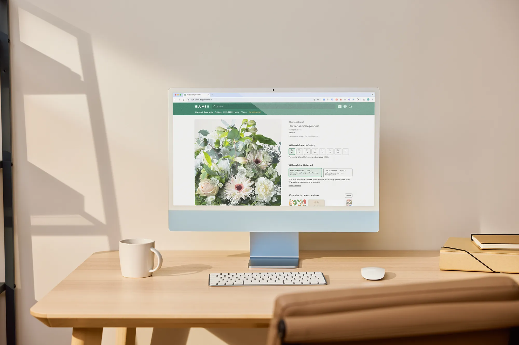 Der Online-Shop von BLUME2000 auf einem PC
