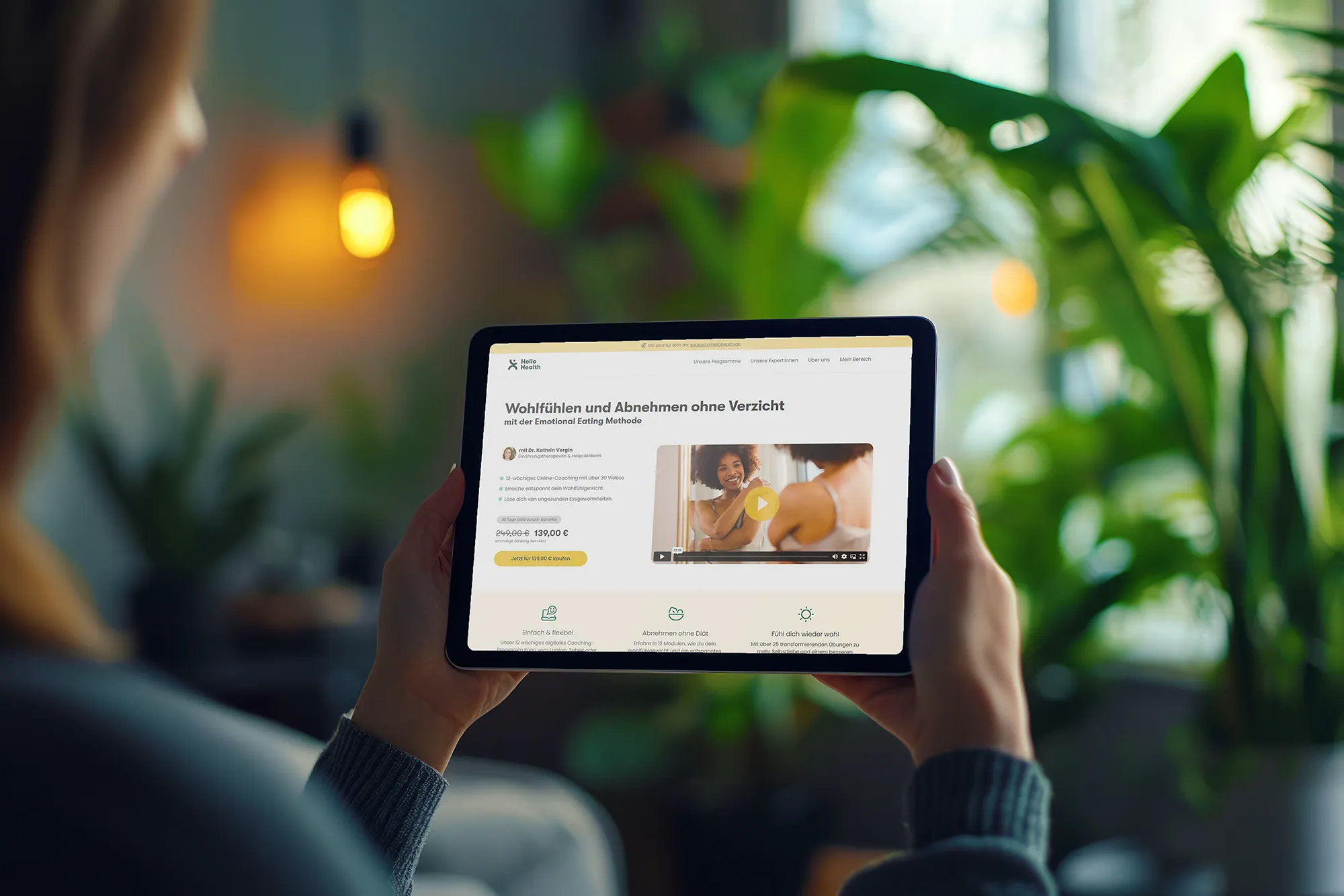 Die Website von Hello Health im Tablet Modus