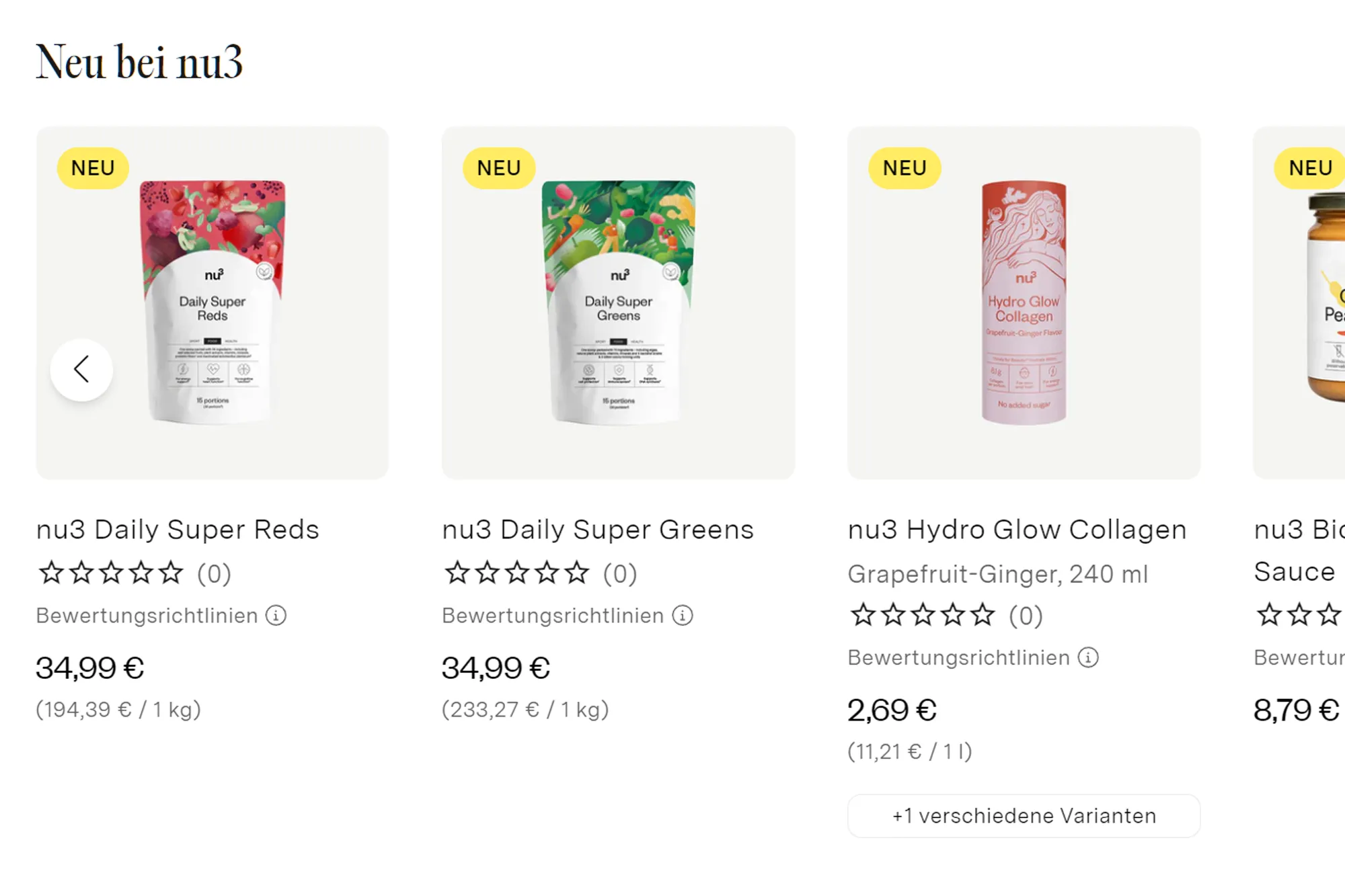 Screenshot der nu3 Website