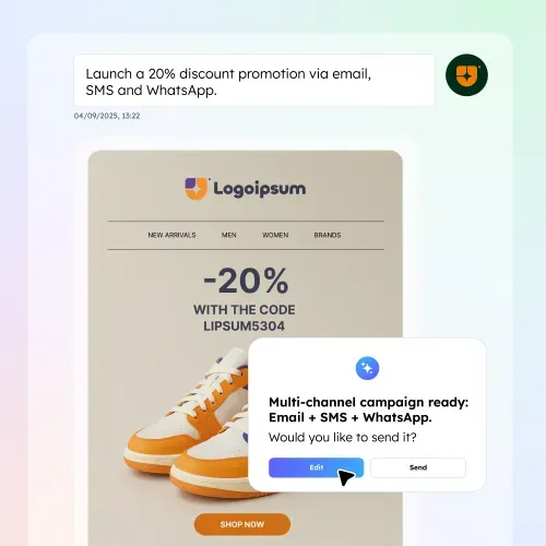 Multichannel ad preview for a sports shoe, displayed in the inbox.