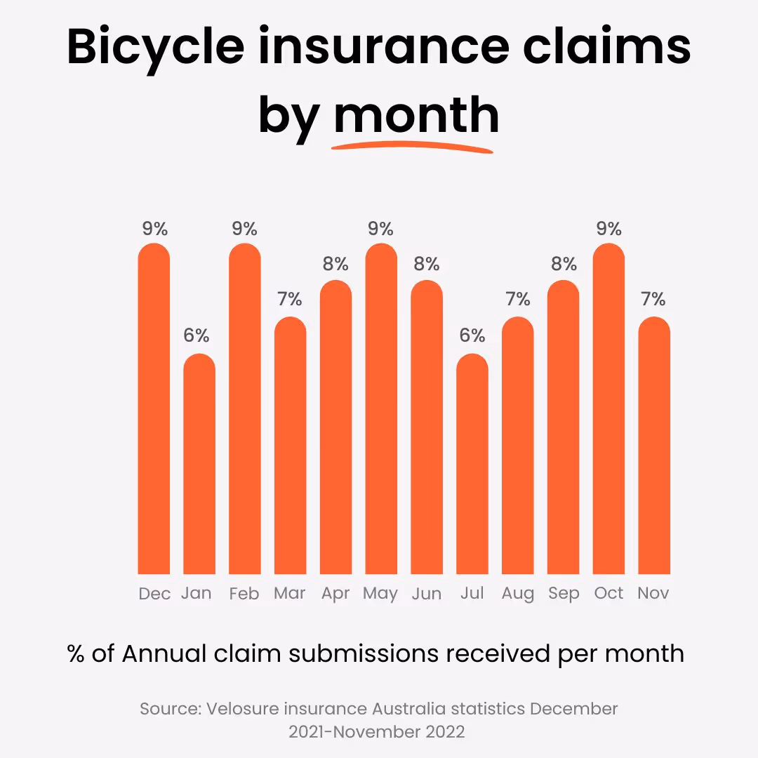Bicycle Insurance claims by month