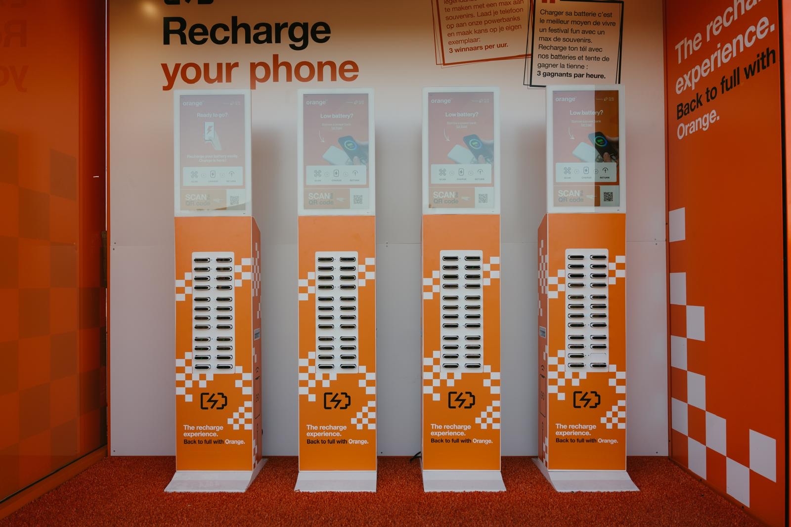 Orange phone charging station