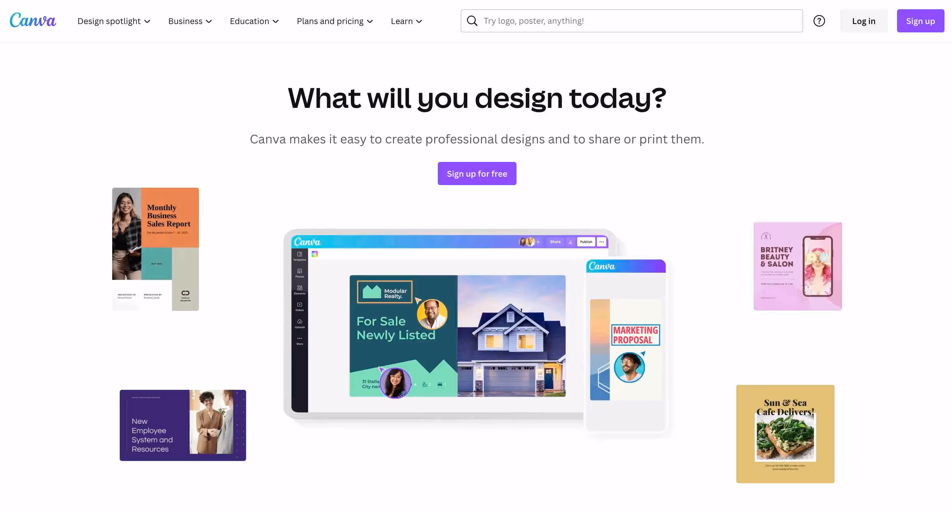Canva homepage