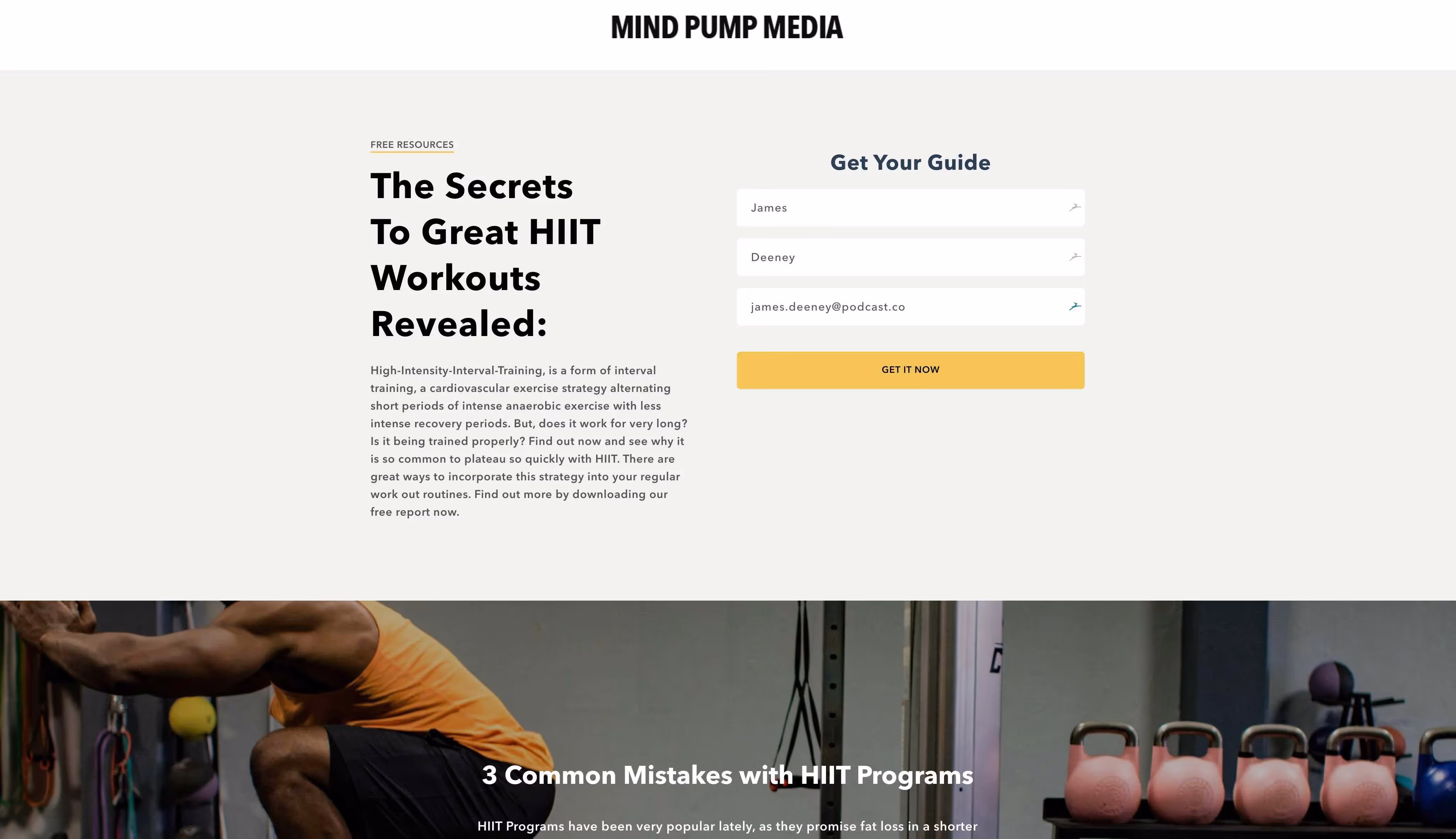 Mind Pump Media's landing page