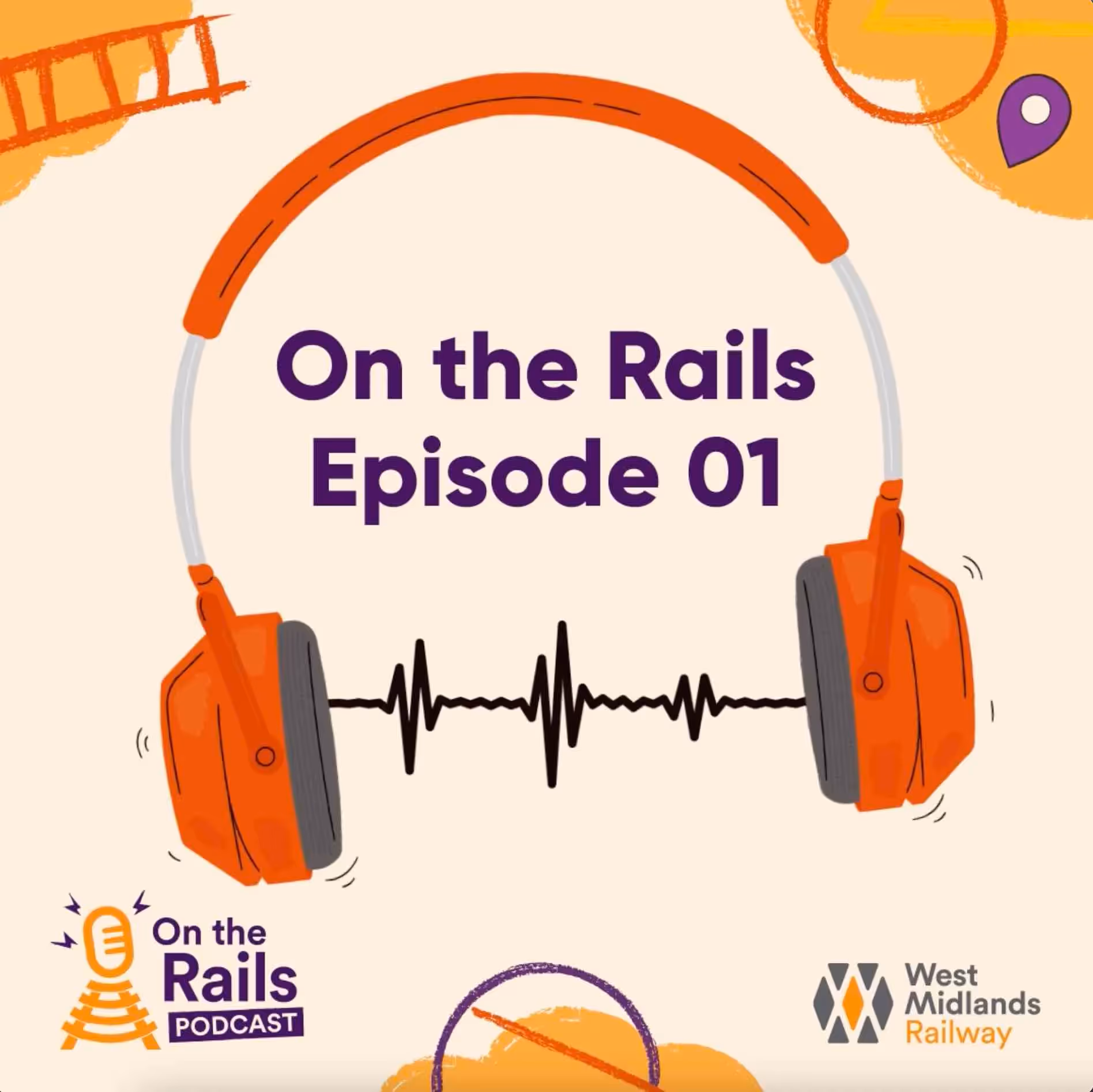 An audiogram promoting the On the Rails podcast