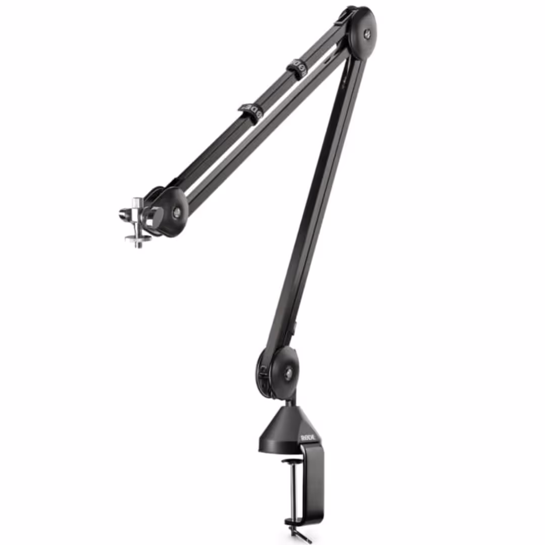 A stock photo of a Rode microphone stand.