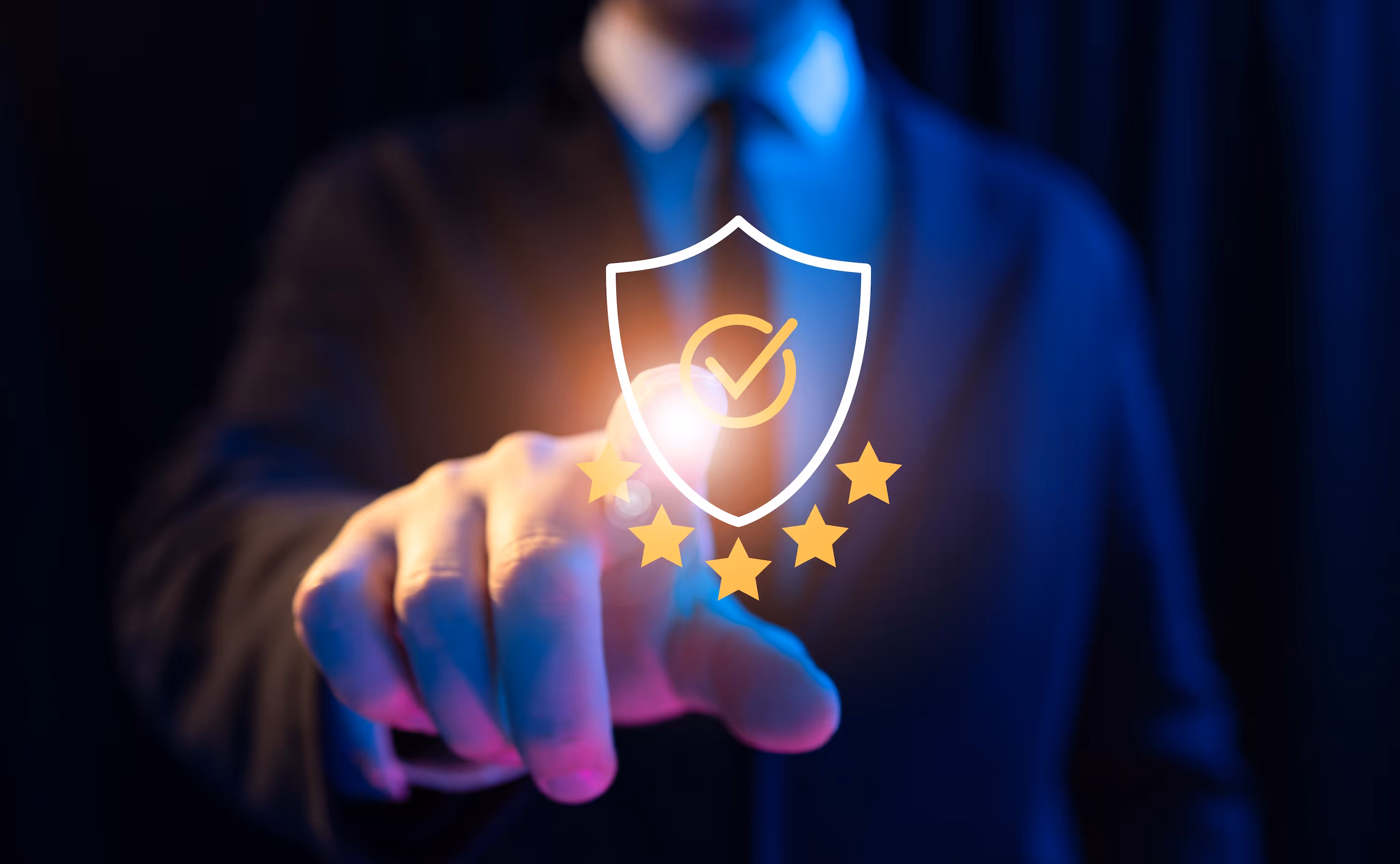 Person touching a quality trust rating