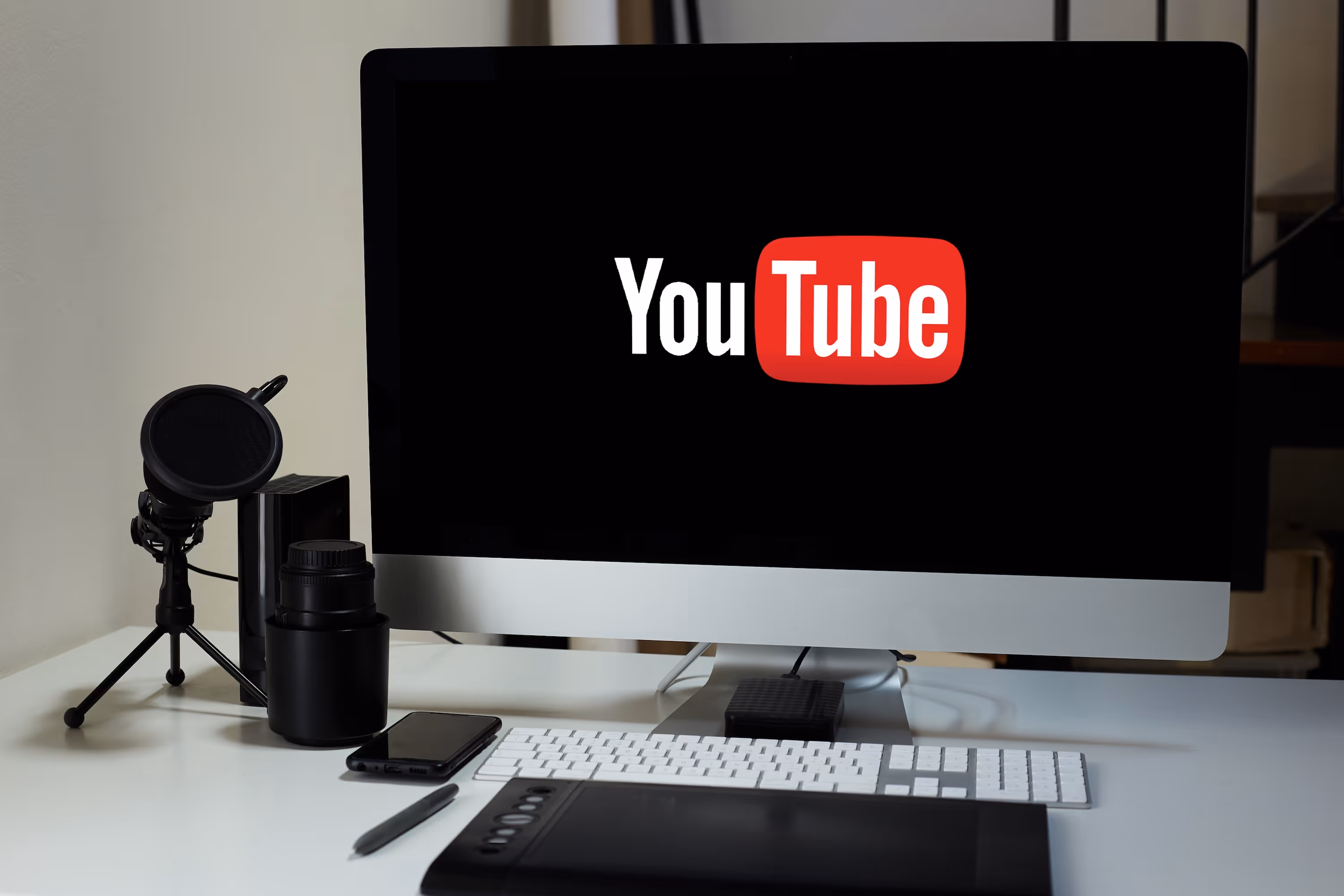 Computer screen displaying YouTube logo