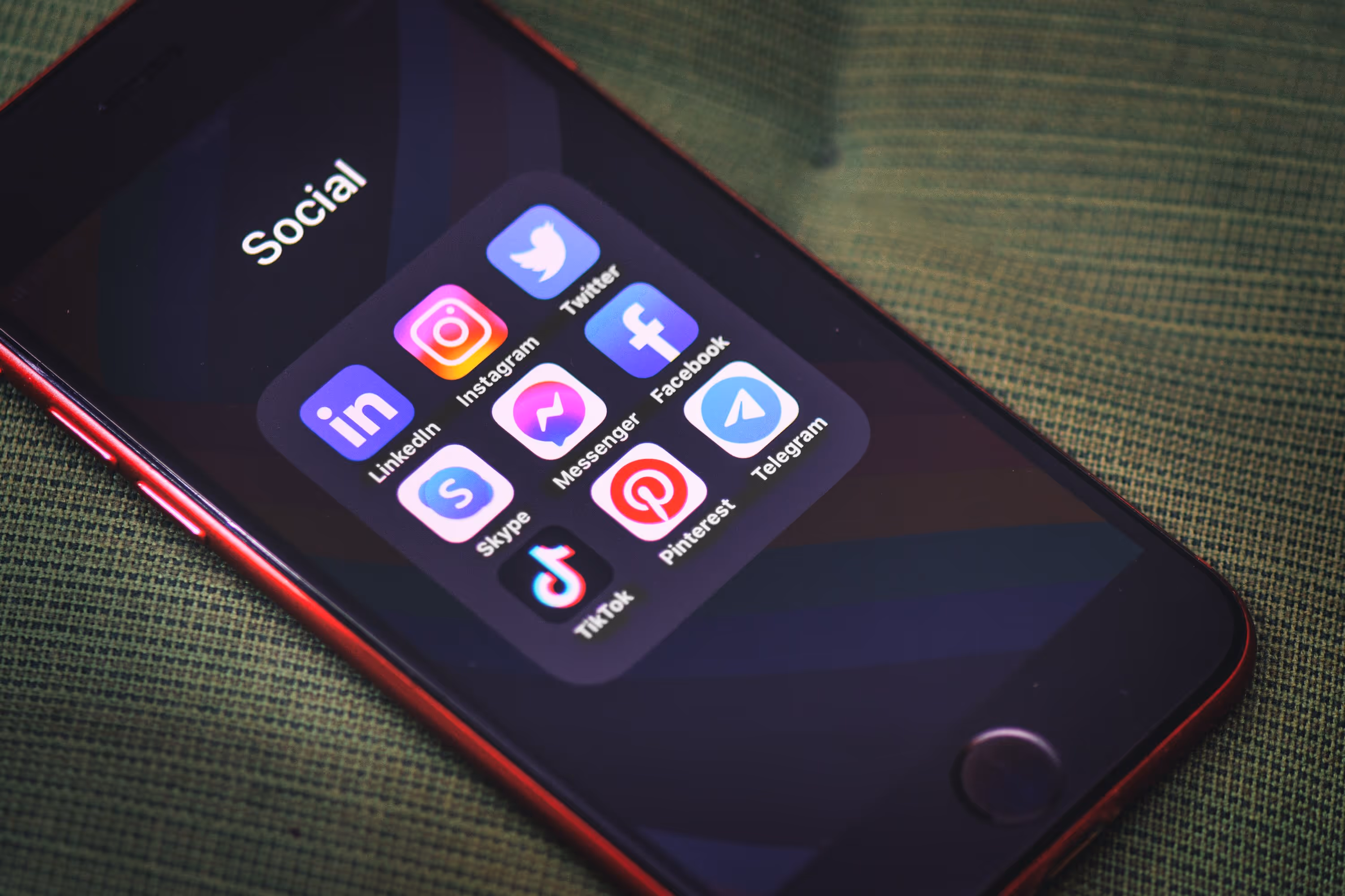 Smartphone with social media icons