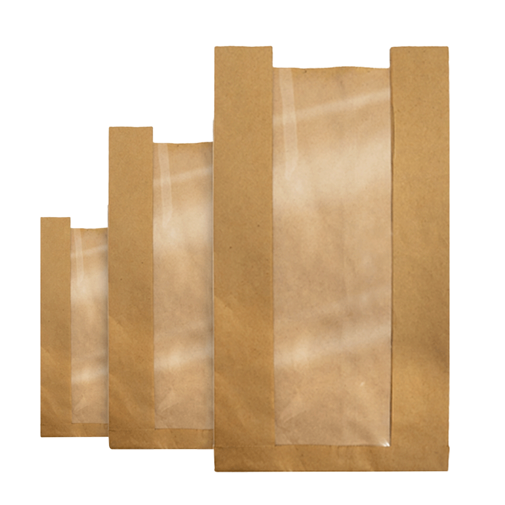 v bottom window paper bags