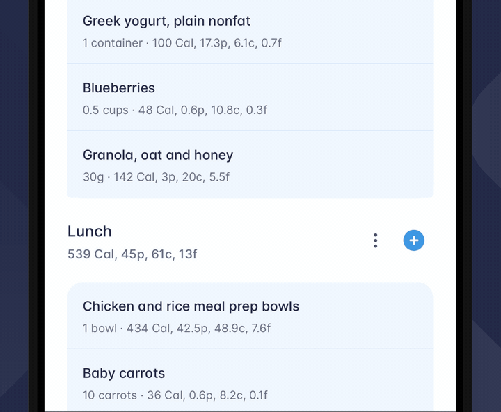 A food held in the Diary and dragged from Breakfast into Lunch.