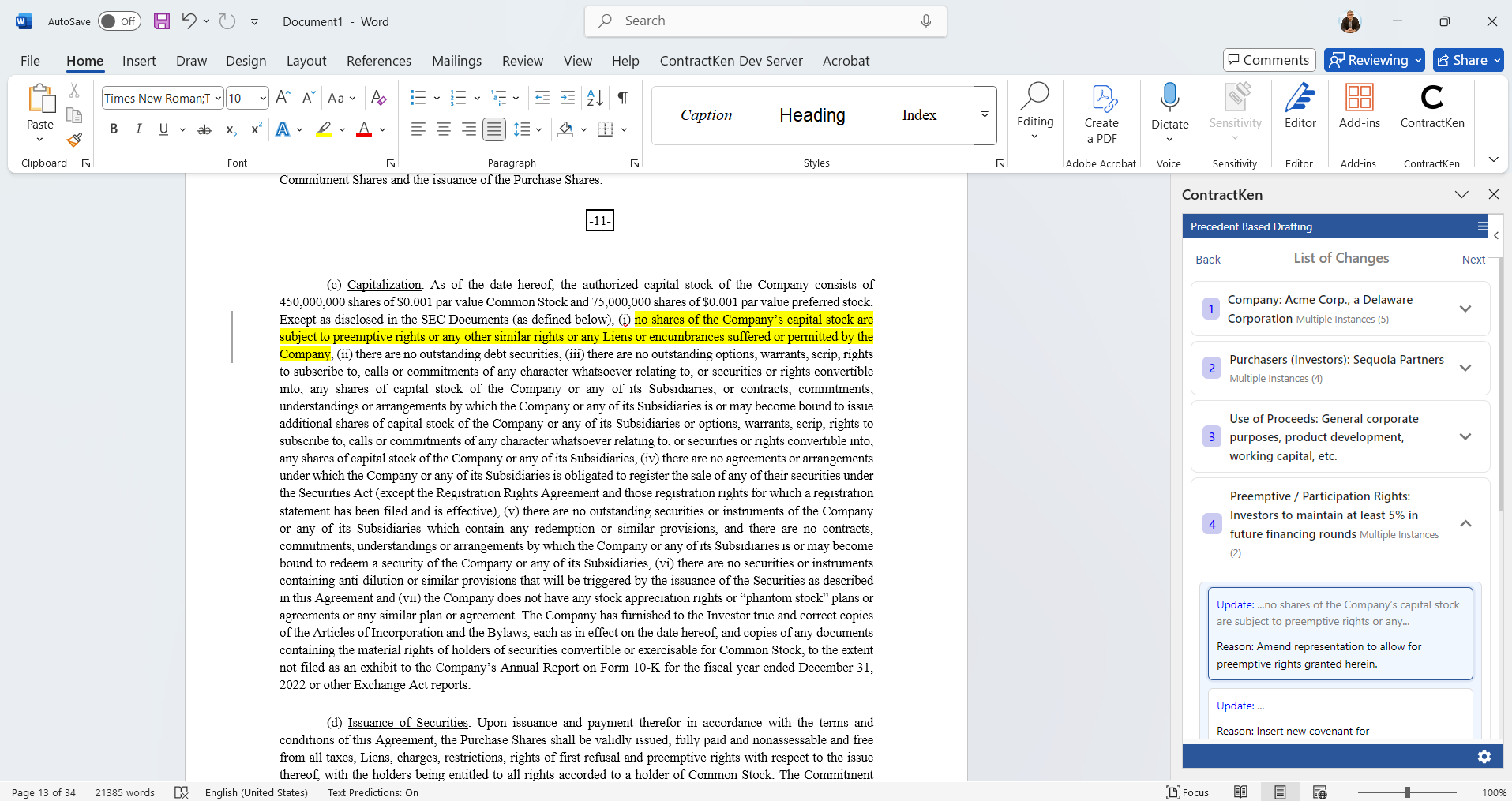 Precedent based Drafting using ContractKen