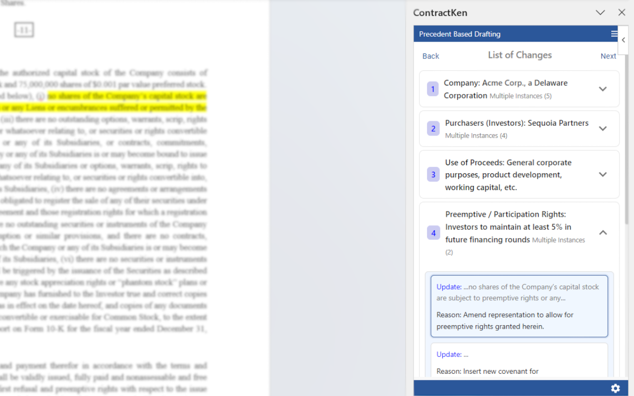 Precedent based Drafting using ContractKen