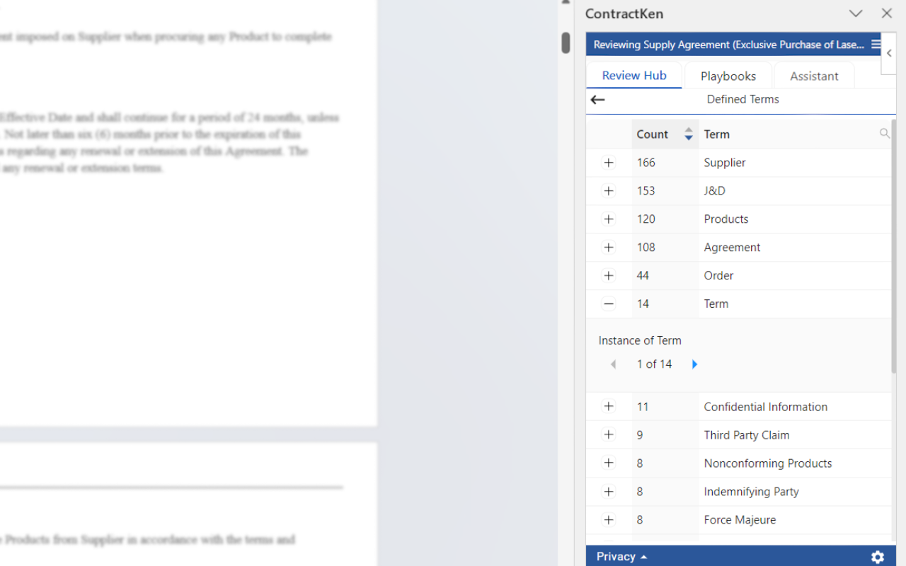 Defined Terms and Formatting using ContractKen