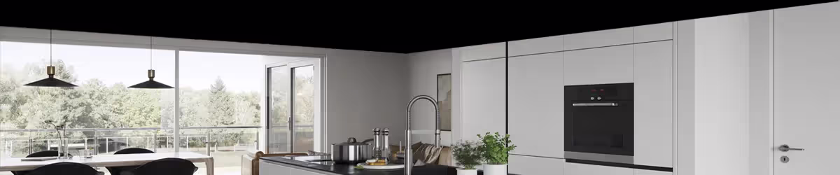 Innenvisualisierung eines Wohn- und Essbereichs