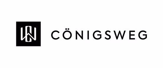 Logo mit den geflochtenen Buchstaben W und N in einem schwarzen Quadrat neben dem Schriftzug CÖNIGSWEG.