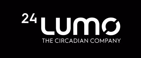 Logo von 24 Lumo mit dem Slogan The Circadian Company auf schwarzem Hintergrund.