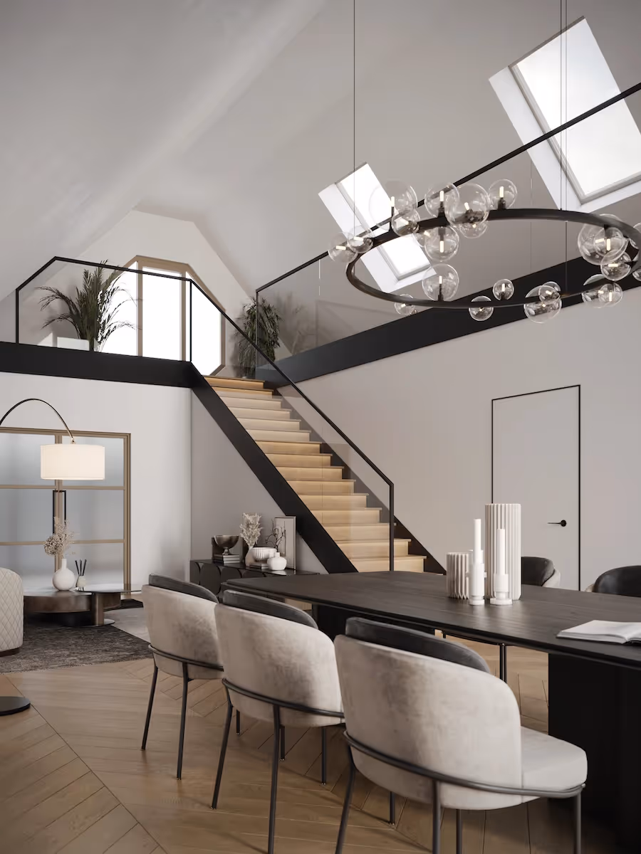 3D Visualisierung einer Luxuriösen Dachgeschosswohnung