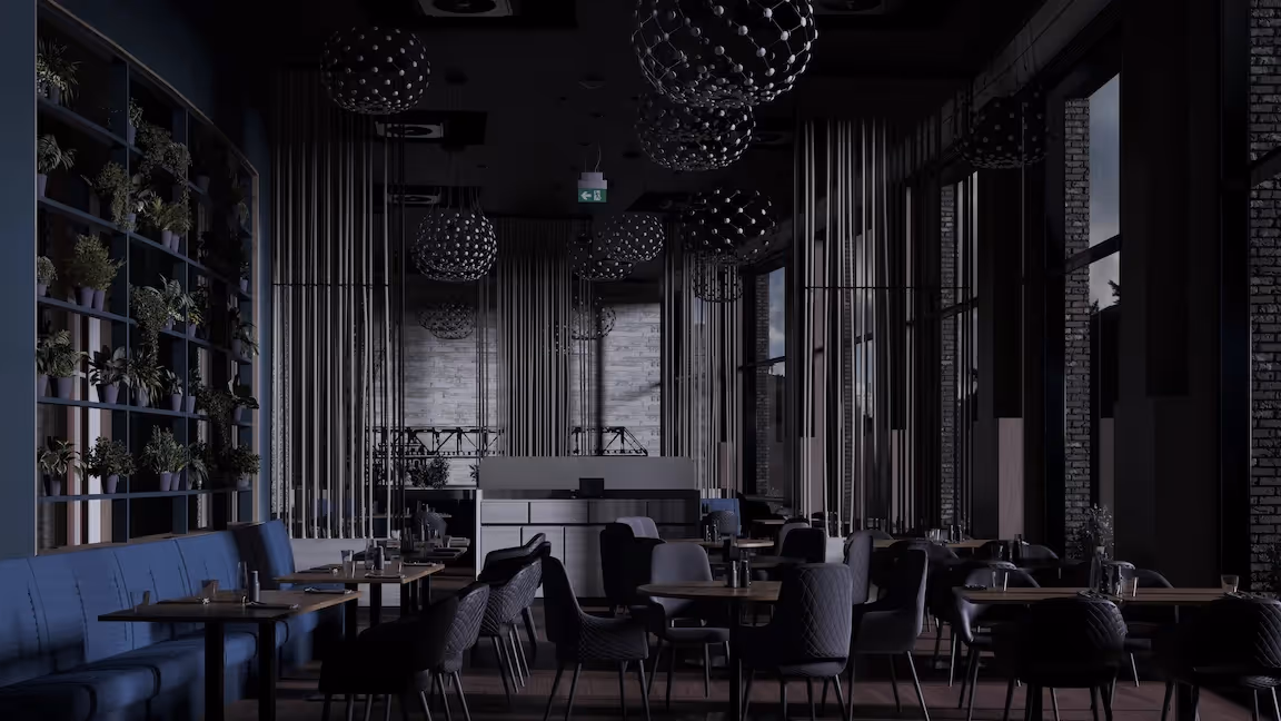 3D Lichtvisualisierung für ein Hotel Vollmondnacht