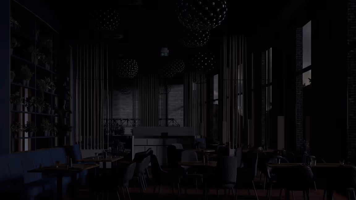 3D Lichtvisualisierung für ein Hotel abends